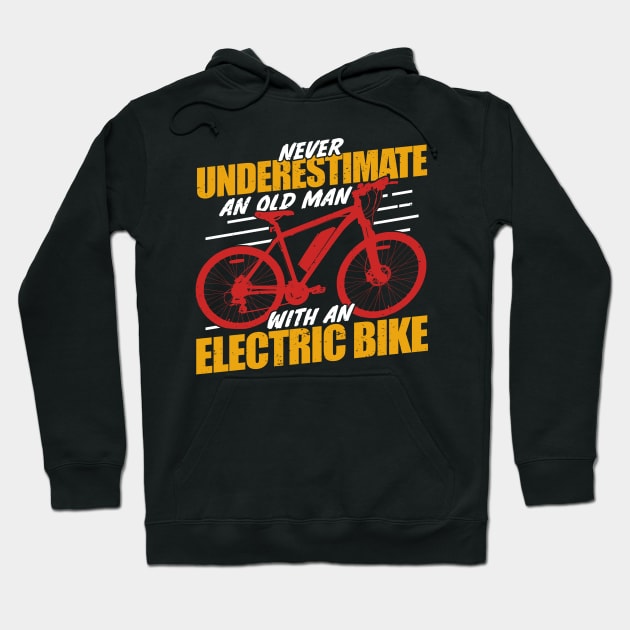 Electric Bike E-Bike Bicycle Cyclist Old Man Gift Hoodie by Dolde08